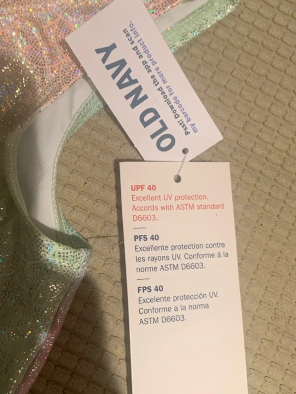 Old Navy Shimmery Pastel Pink Mint Blue Ruffle One-Piece Swimsuit
